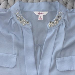 ✨Periwinkle Pearl Yoke Blouse